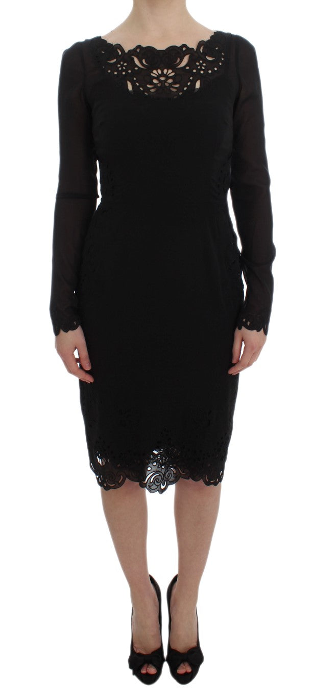 Dolce & Gabbana Elegantes schwarzes Etuikleid aus floraler Spitze