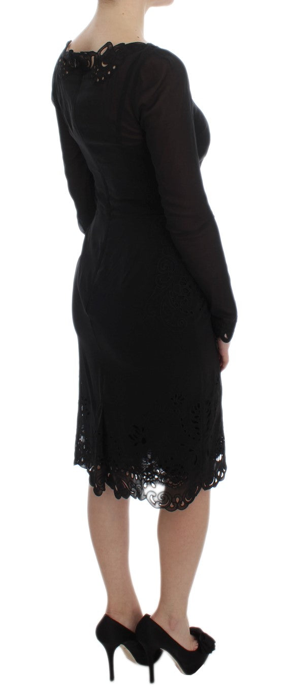 Dolce & Gabbana Elegantes schwarzes Etuikleid aus floraler Spitze