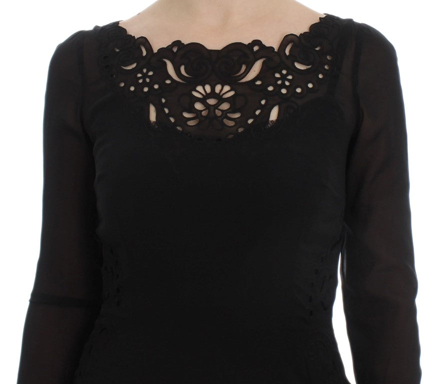 Dolce & Gabbana Elegantes schwarzes Etuikleid aus floraler Spitze