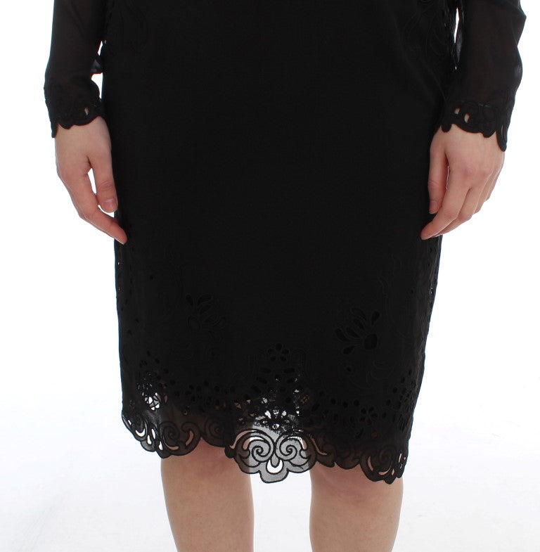 Dolce & Gabbana Elegantes schwarzes Etuikleid aus floraler Spitze