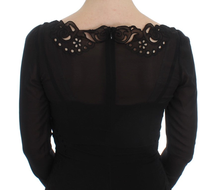 Dolce & Gabbana Elegantes schwarzes Etuikleid aus floraler Spitze