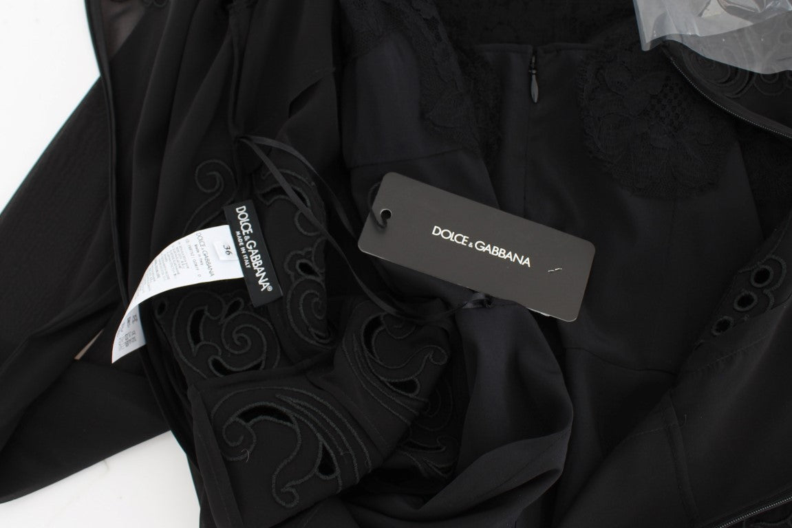 Dolce & Gabbana Elegantes schwarzes Etuikleid aus floraler Spitze