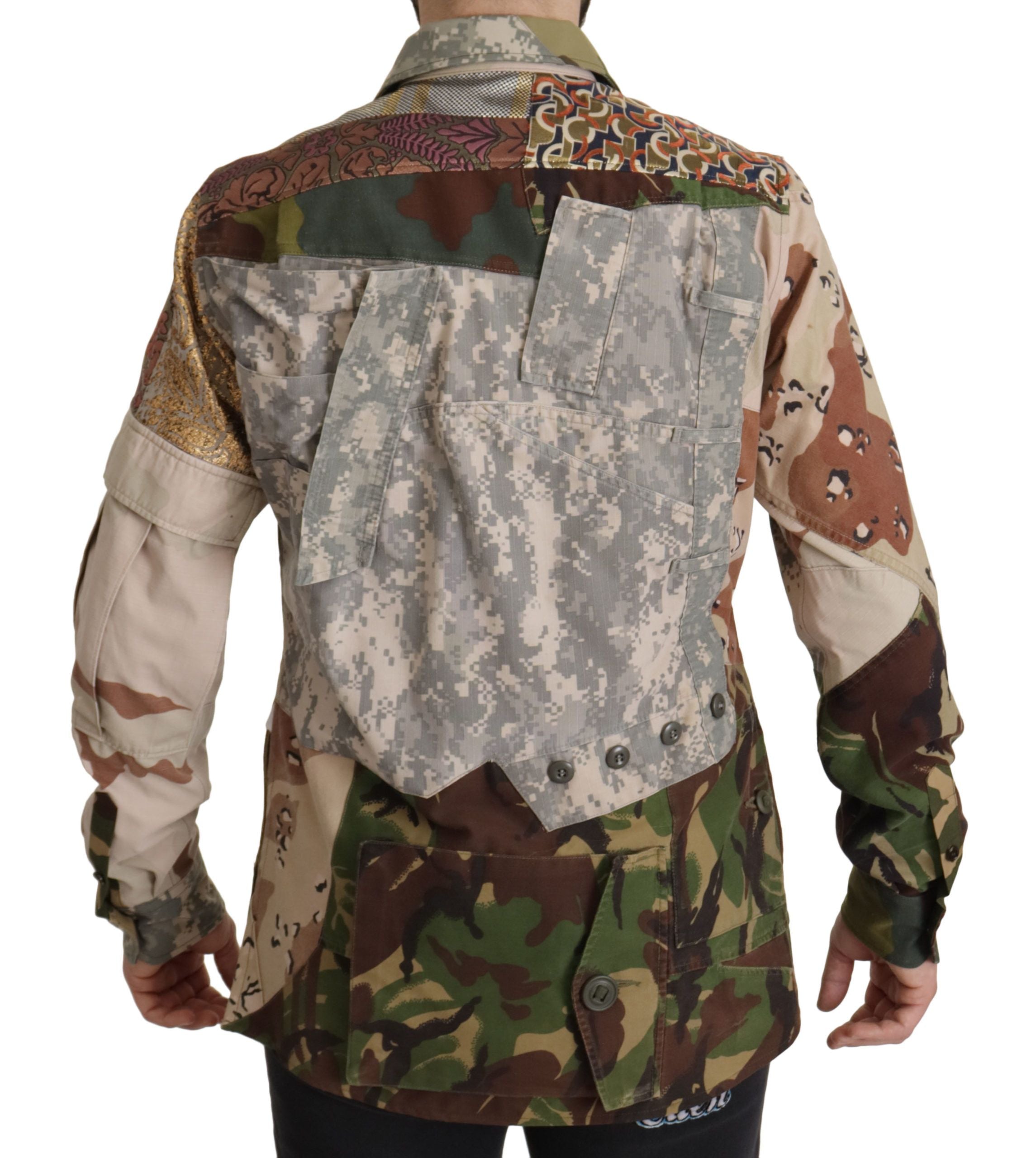 Cămașă casual Dolce & Gabbana cu imprimeu de camuflaj și model patchwork