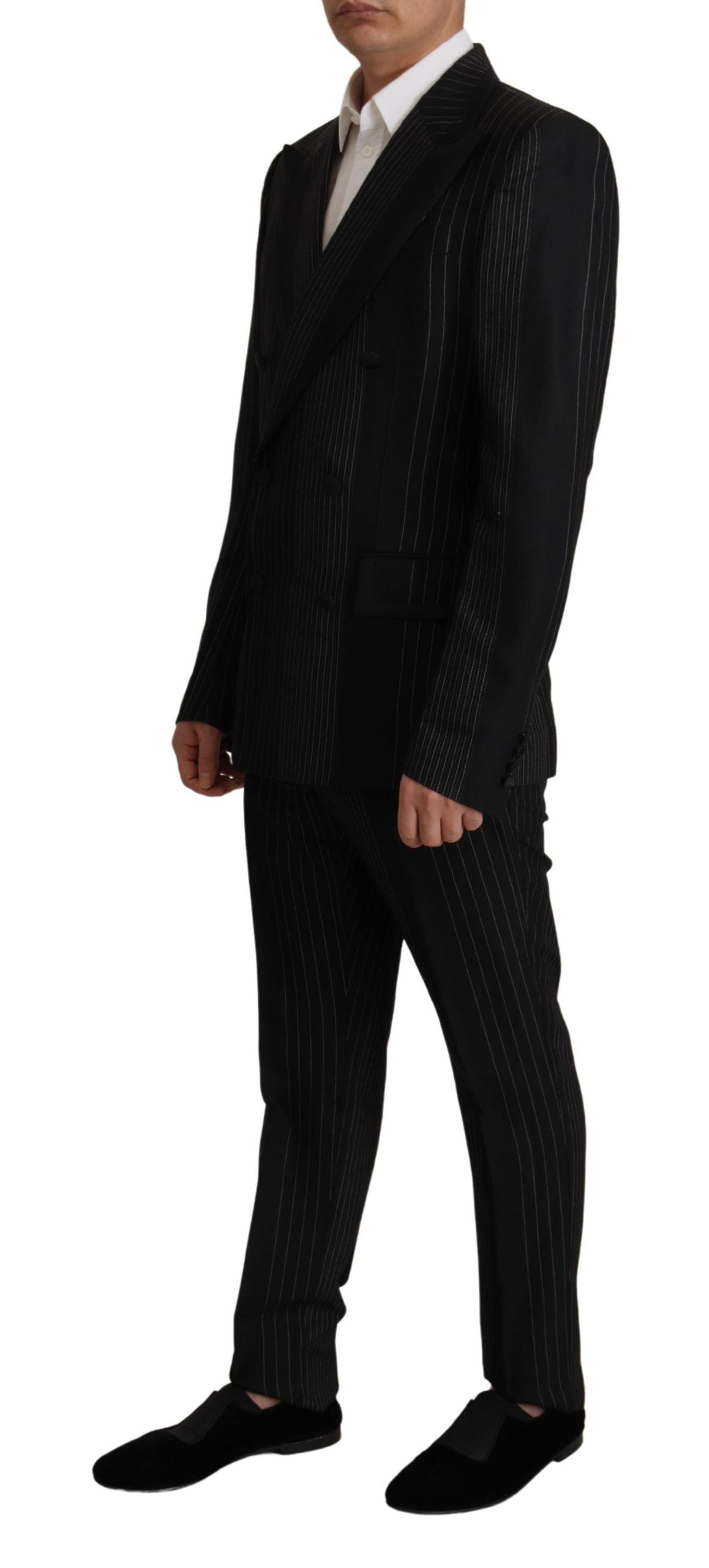 Dolce & Gabbana – Eleganter, schwarz gestreifter, zweiteiliger Anzug im Slim Fit