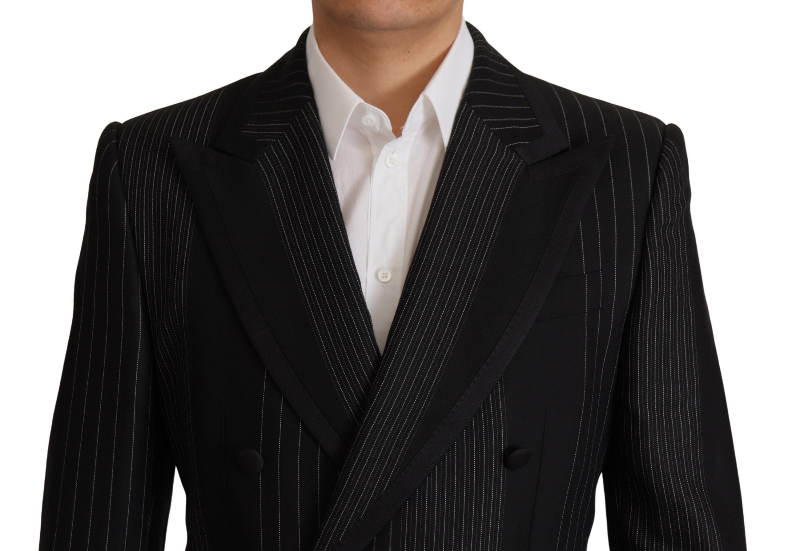 Dolce & Gabbana – Eleganter, schwarz gestreifter, zweiteiliger Anzug im Slim Fit