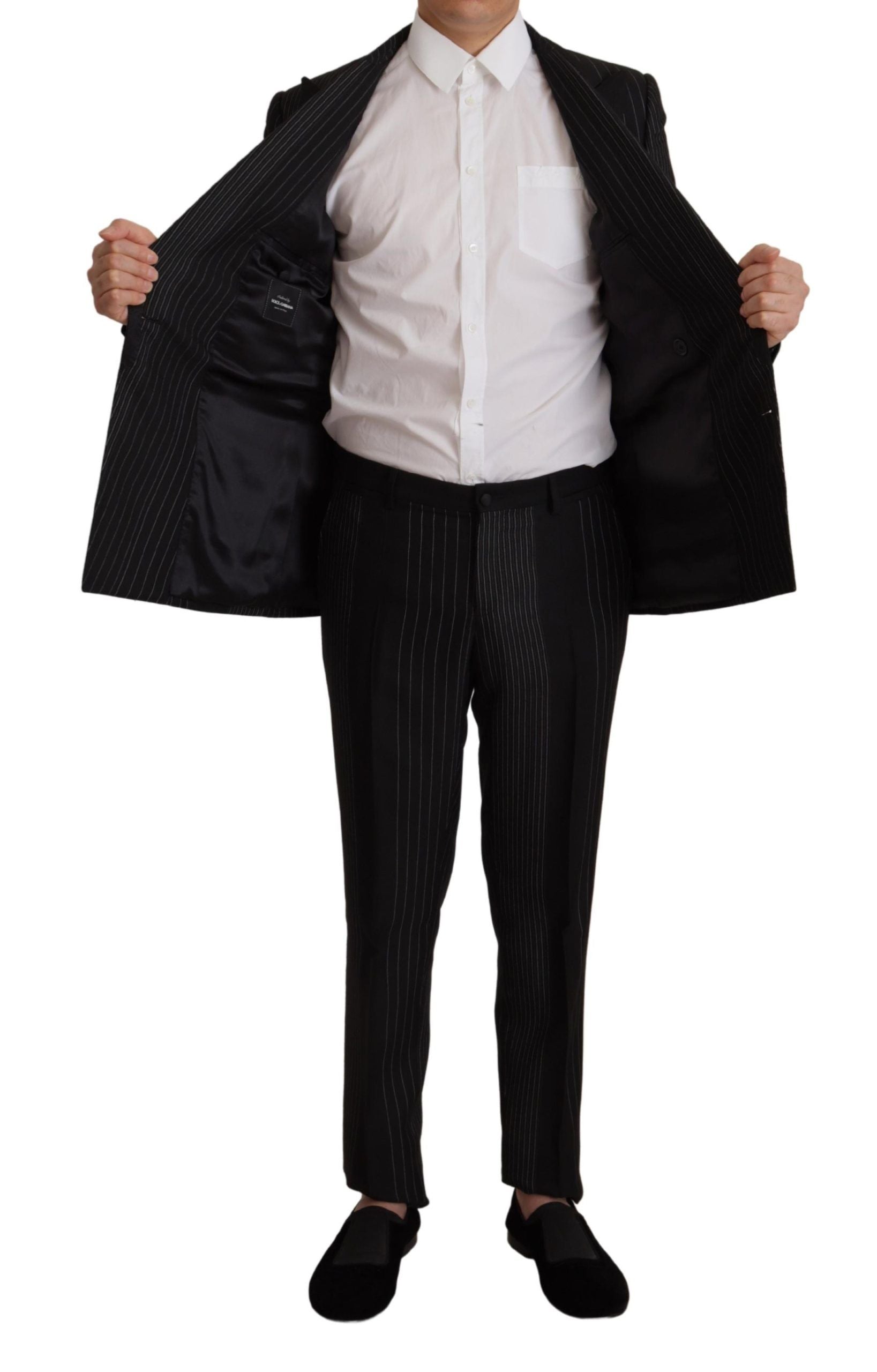 Dolce & Gabbana – Eleganter, schwarz gestreifter, zweiteiliger Anzug im Slim Fit