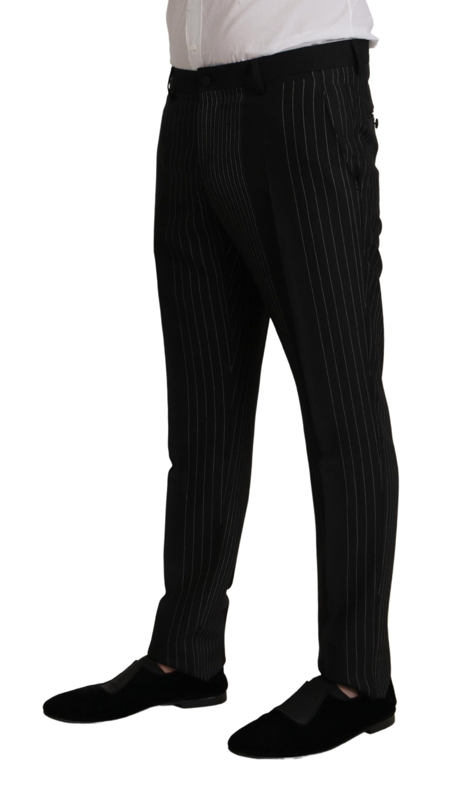 Dolce & Gabbana – Eleganter, schwarz gestreifter, zweiteiliger Anzug im Slim Fit