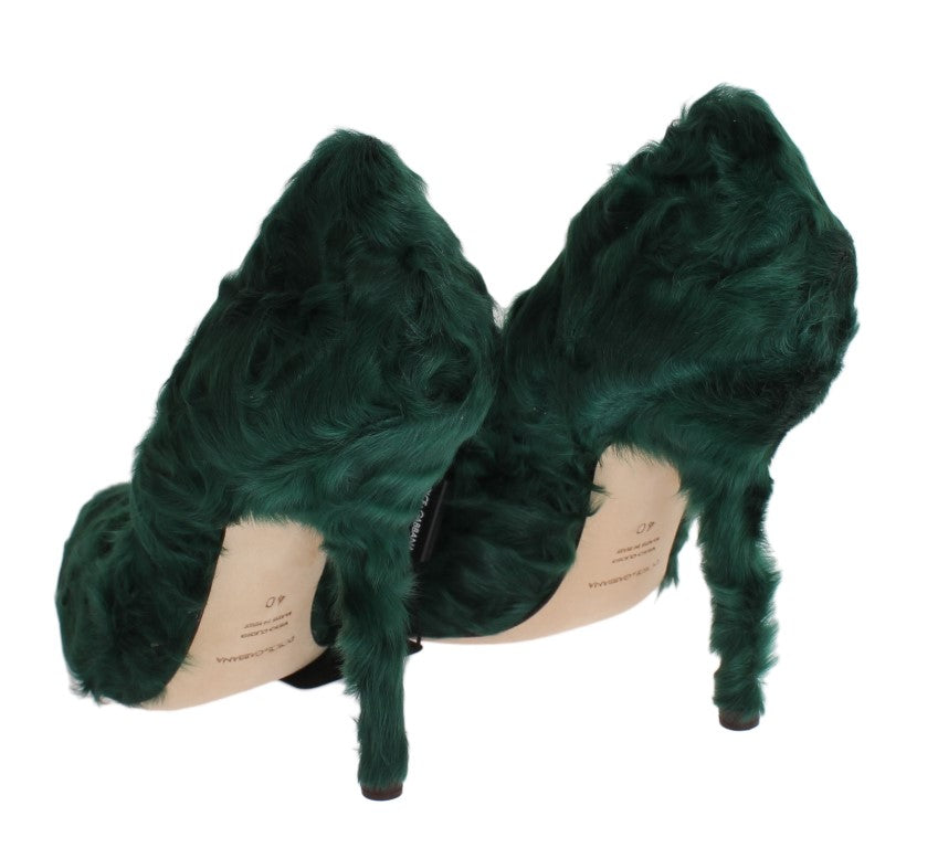 Dolce & Gabbana Elegante grüne Xiangao-Pumps aus Pelzleder