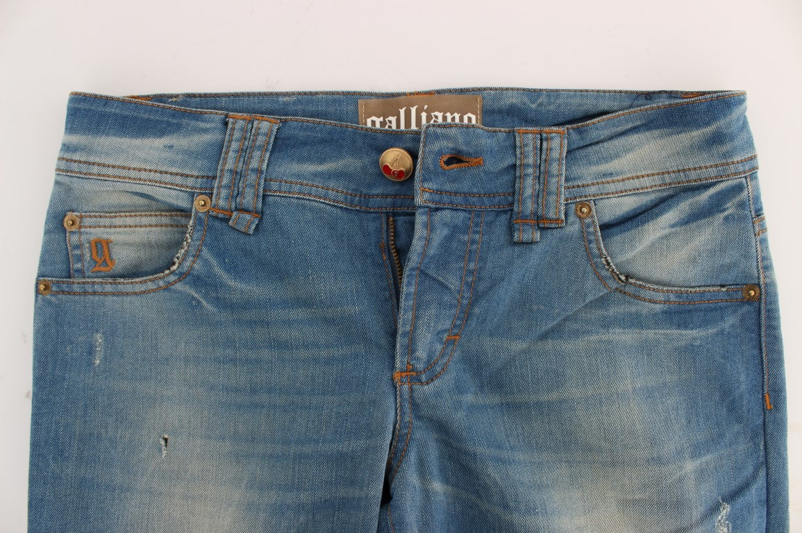 John Galliano Elegante blaue Slim Fit Designer-Jeans