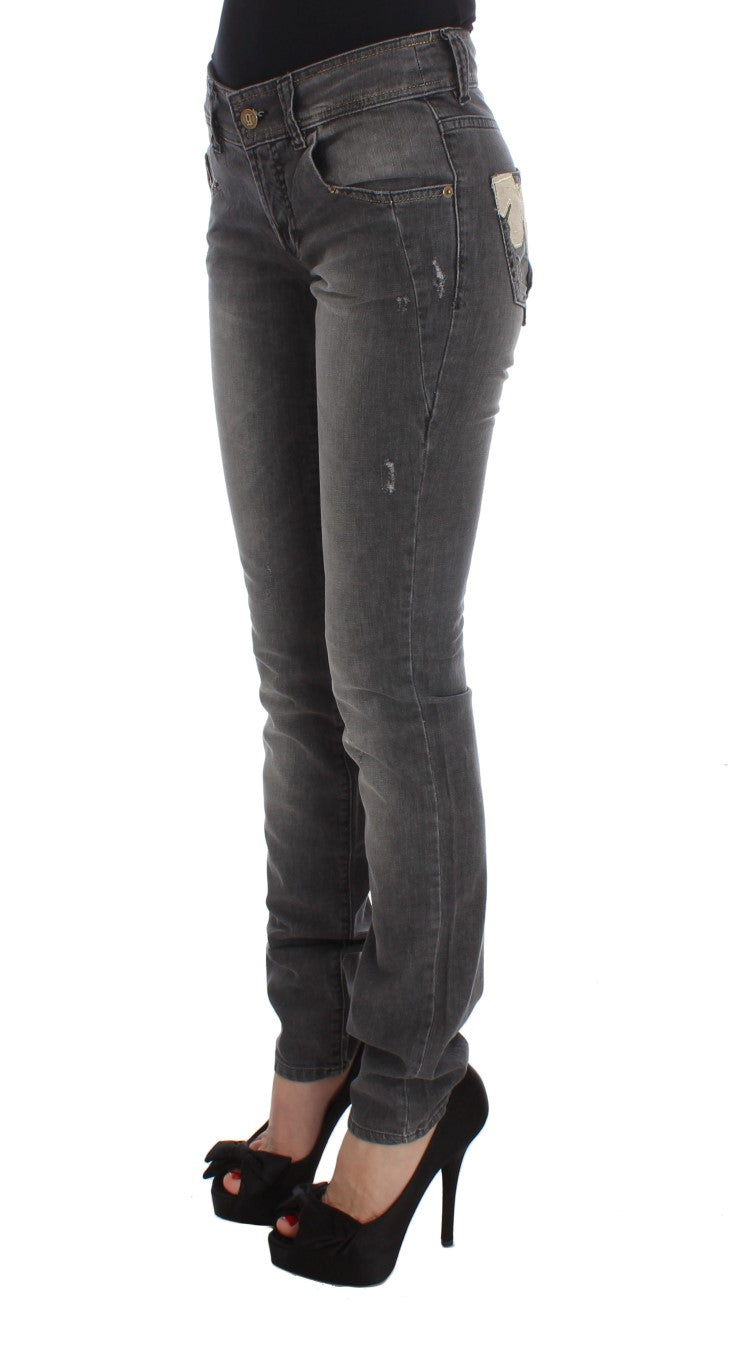 John Galliano Elegante Slim Fit Jeans in grauer Waschung