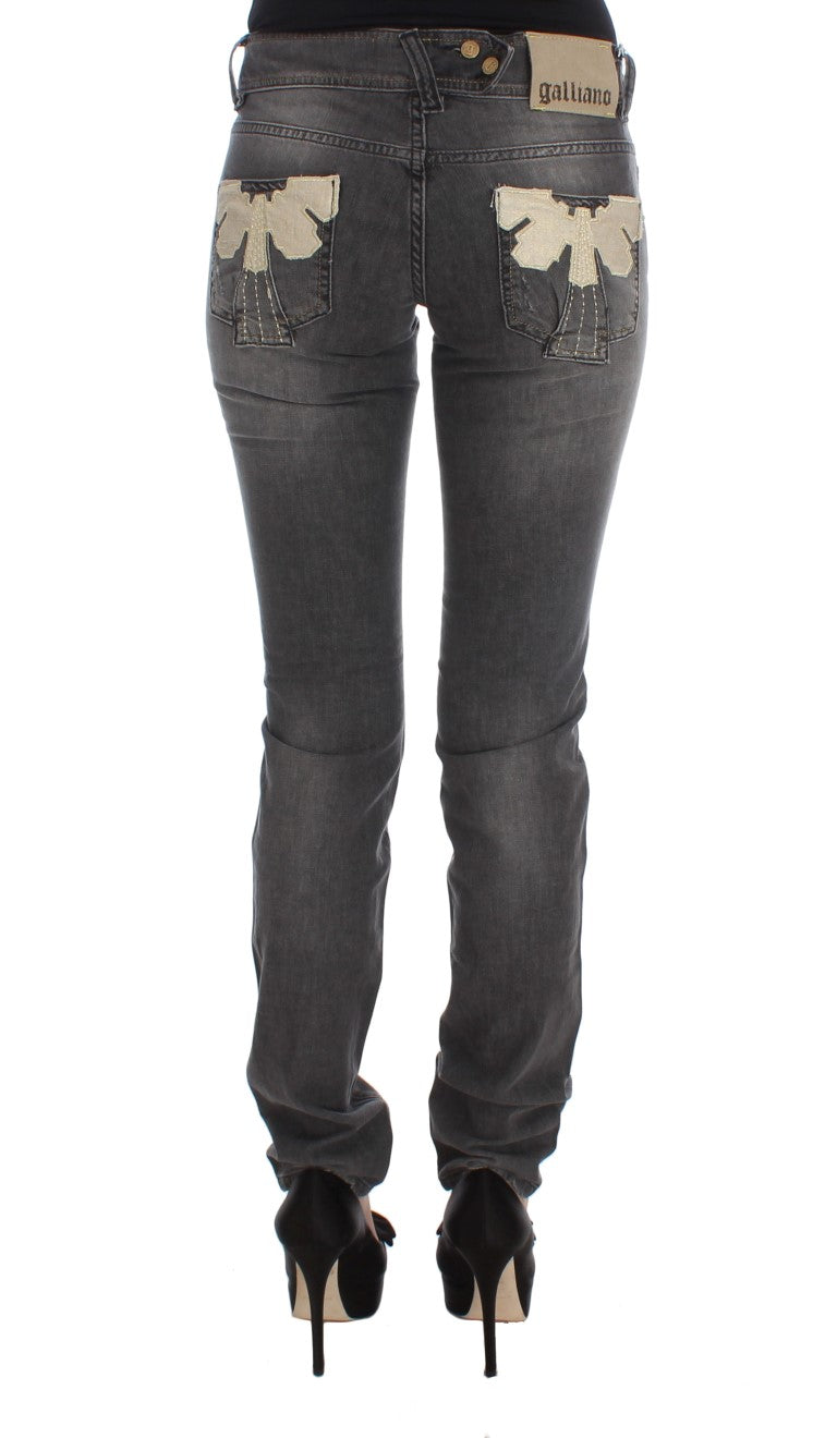 John Galliano Elegante Slim Fit Jeans in grauer Waschung