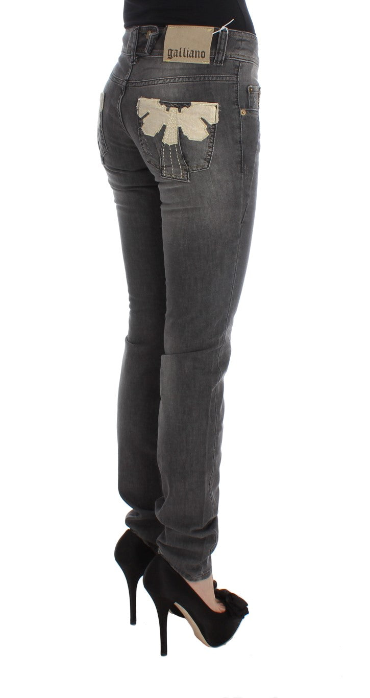 John Galliano Elegante Slim Fit Jeans in grauer Waschung