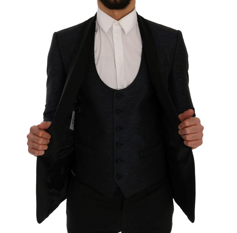 Dolce & Gabbana – Elegantes Slim-Fit-Anzug-Ensemble in Blau und Schwarz
