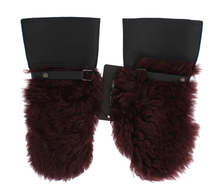 Dolce & Gabbana Elegante schwarze und bordeauxrote Lederhandschuhe