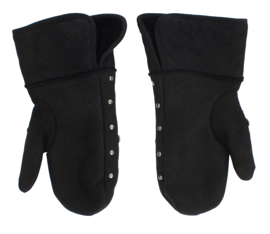 Dolce & Gabbana Elegante, mit Nieten besetzte graue Wollhandschuhe