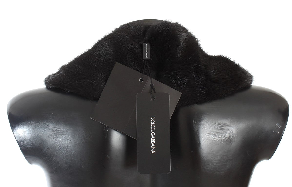Dolce & Gabbana – Eleganter schwarzer Nerz-Schulterwickelschal