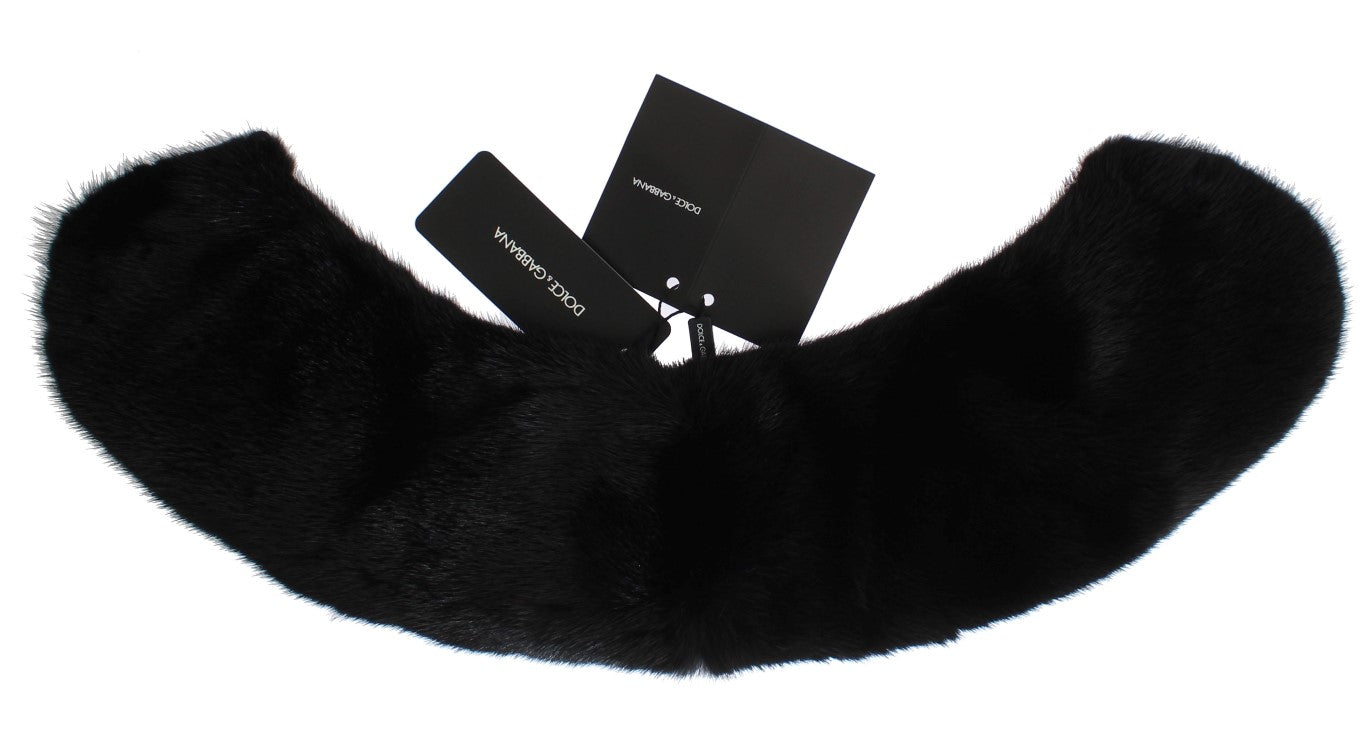 Dolce & Gabbana – Eleganter schwarzer Nerz-Schulterwickelschal