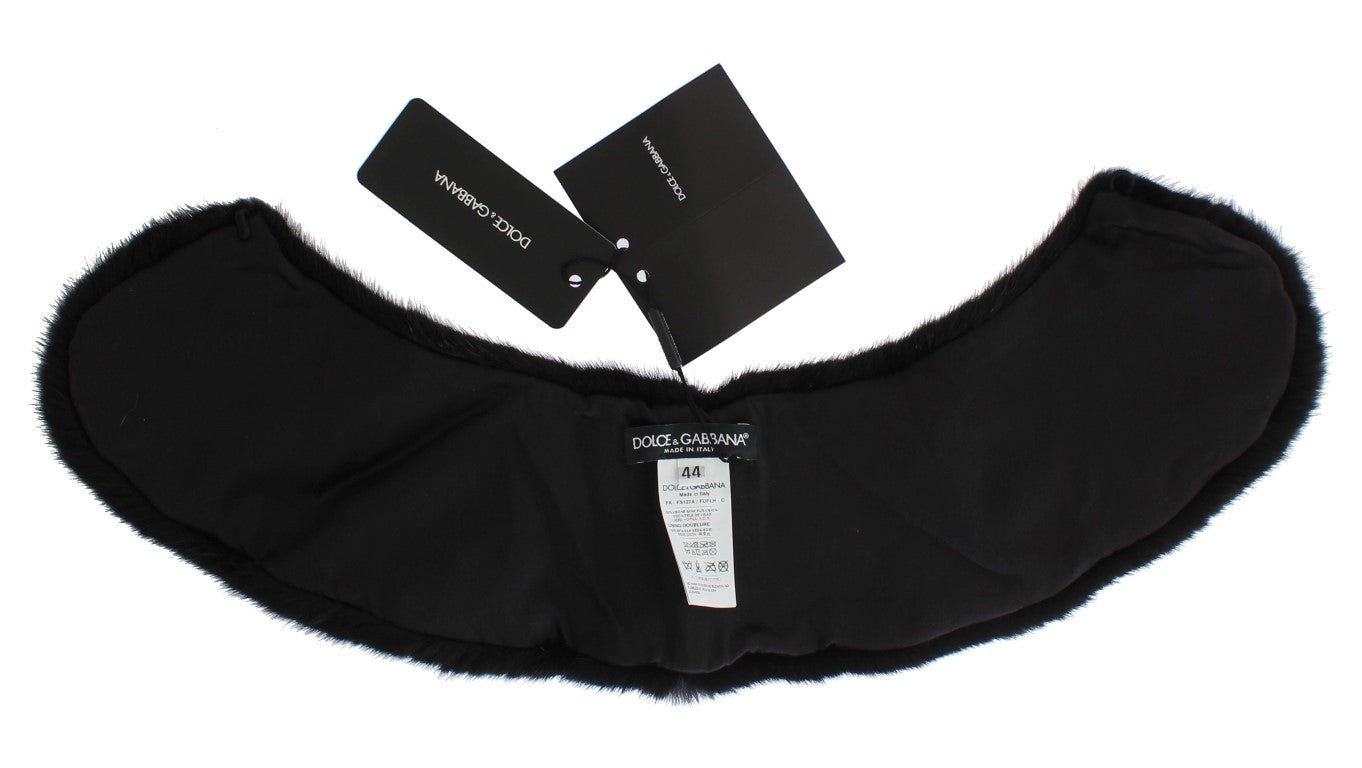 Dolce & Gabbana – Eleganter schwarzer Nerz-Schulterwickelschal