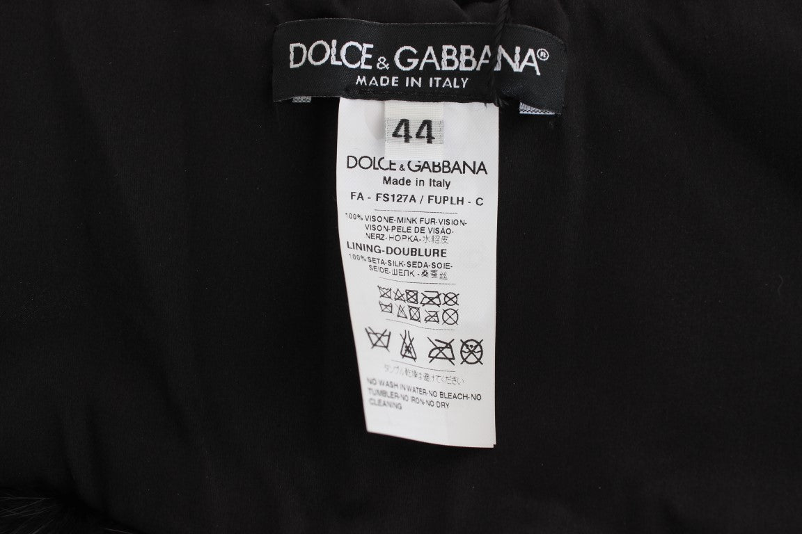 Dolce & Gabbana – Eleganter schwarzer Nerz-Schulterwickelschal