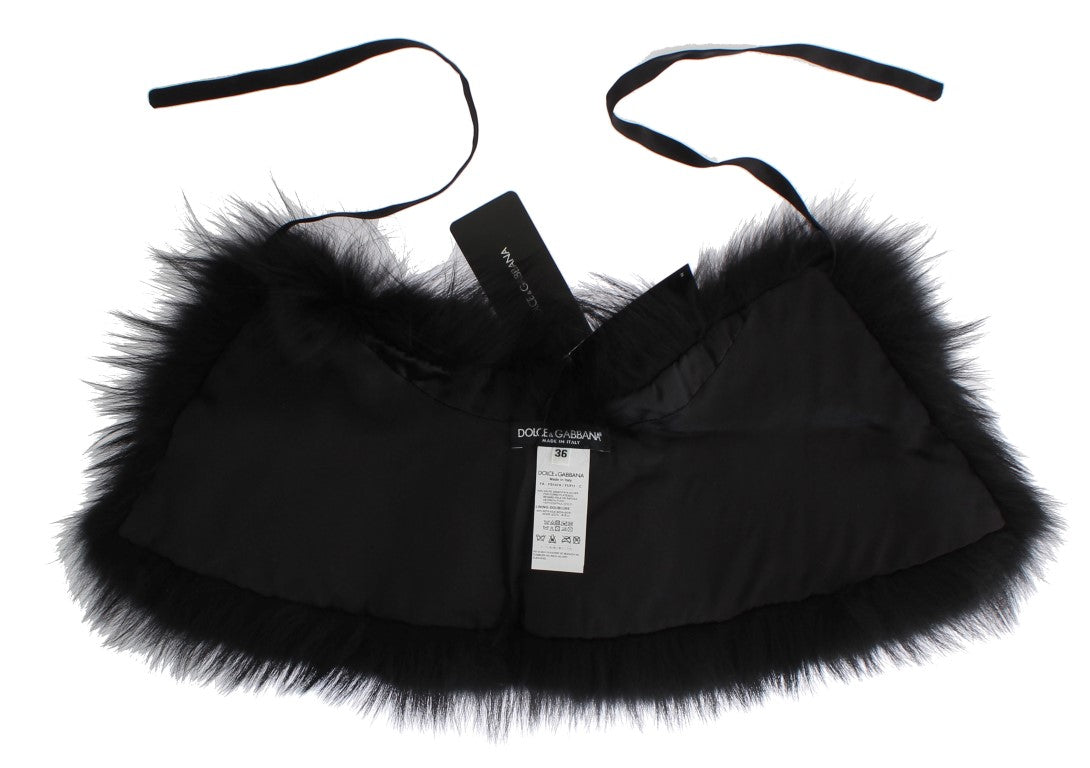 Dolce & Gabbana – Schicker Schulterumhang aus schwarzem Fuchspelz