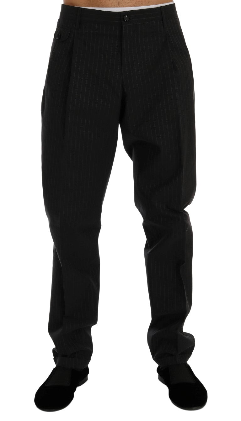 Pantaloni eleganți Dolce & Gabbana cu dungi, croială dreaptă