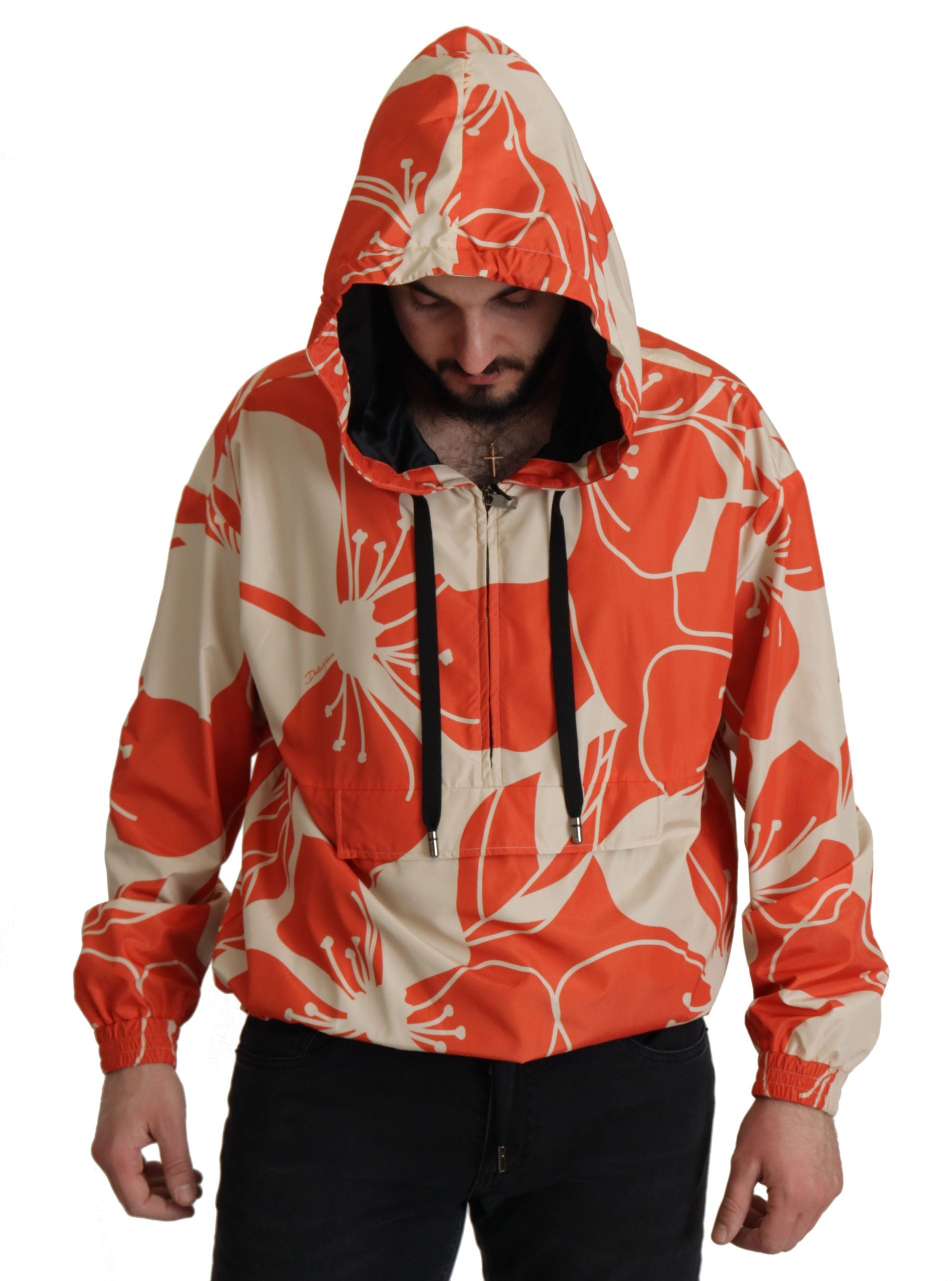 Dolce & Gabbana Eleganter Kapuzenpullover mit Blumenmuster und Reißverschluss