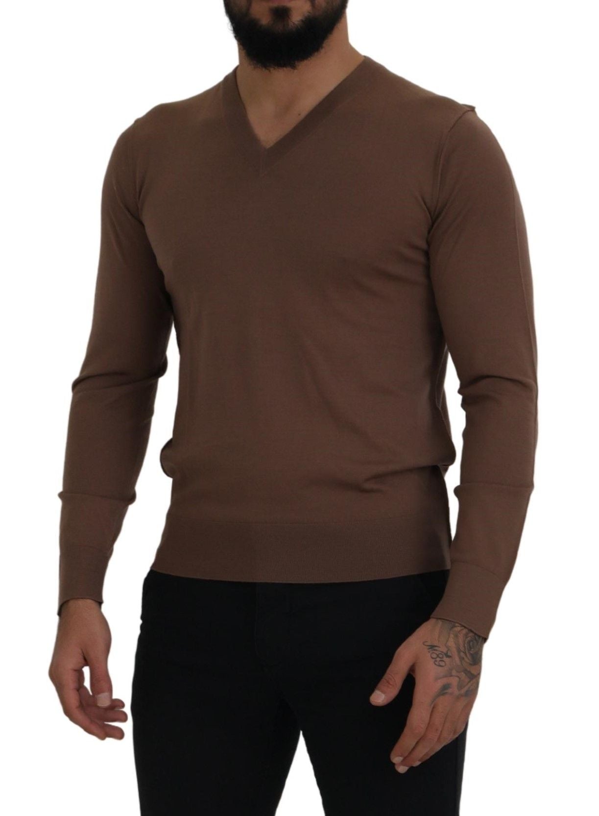 Dolce & Gabbana Eleganter Pullover aus Schurwolle mit V-Ausschnitt