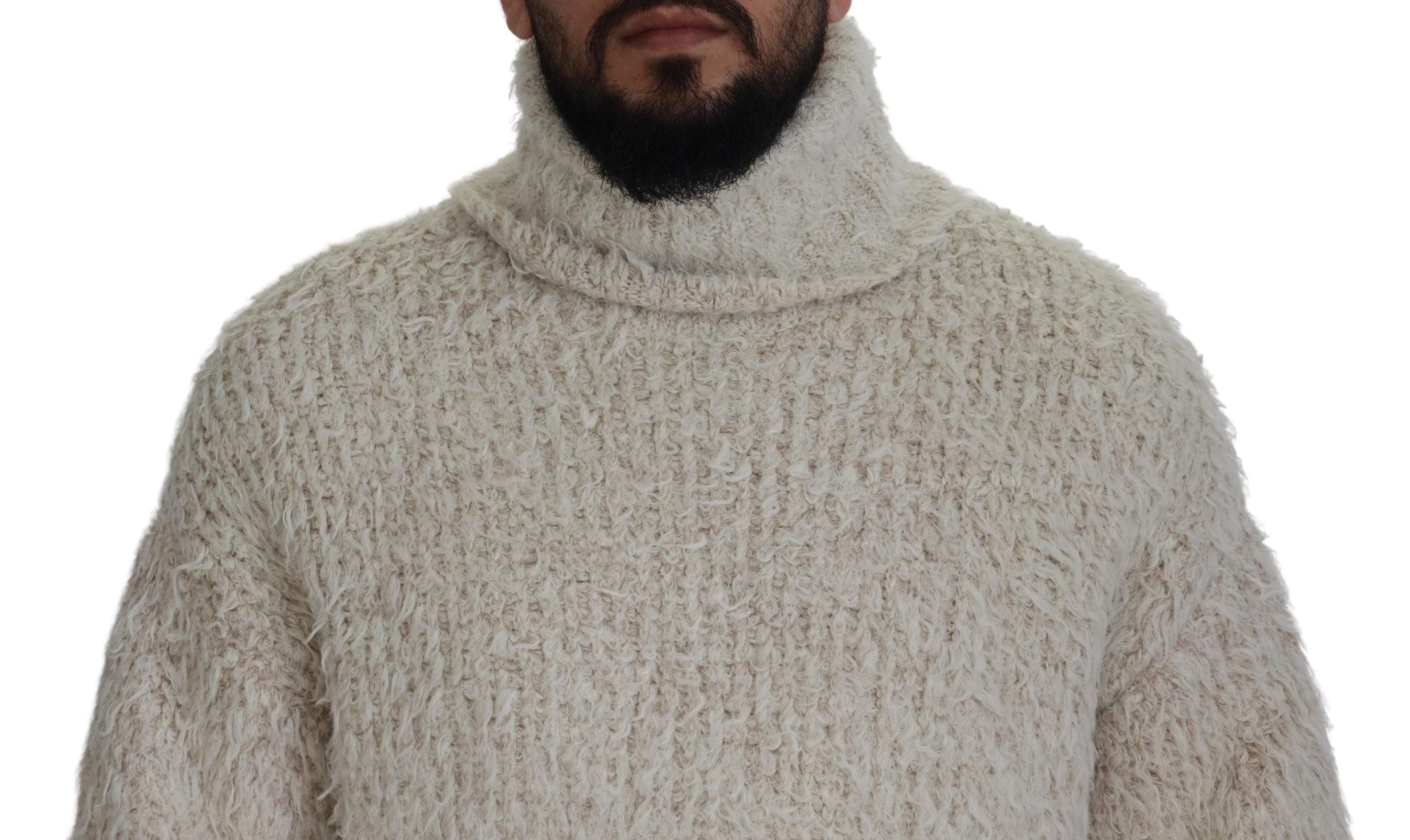 Dolce & Gabbana Eleganter Rollkragenpullover aus Wollmischung in Creme