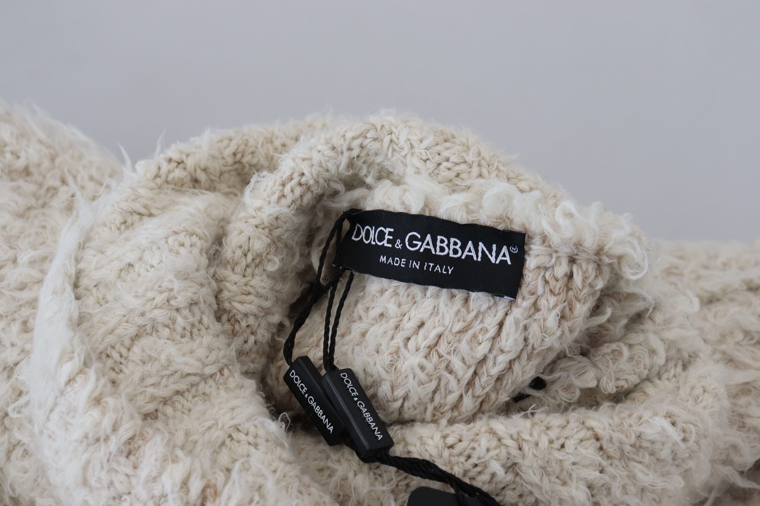 Dolce & Gabbana Eleganter Rollkragenpullover aus Wollmischung in Creme