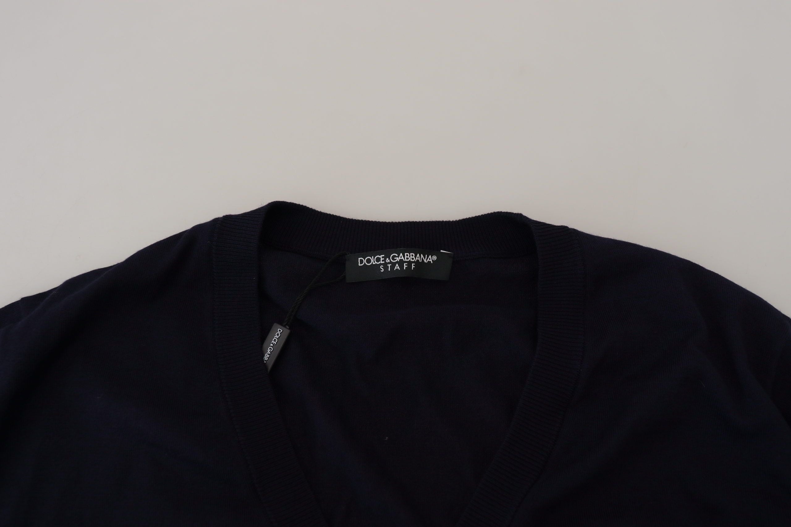 Dolce & Gabbana Eleganter Cardigan-Pullover aus Schurwolle in Blau
