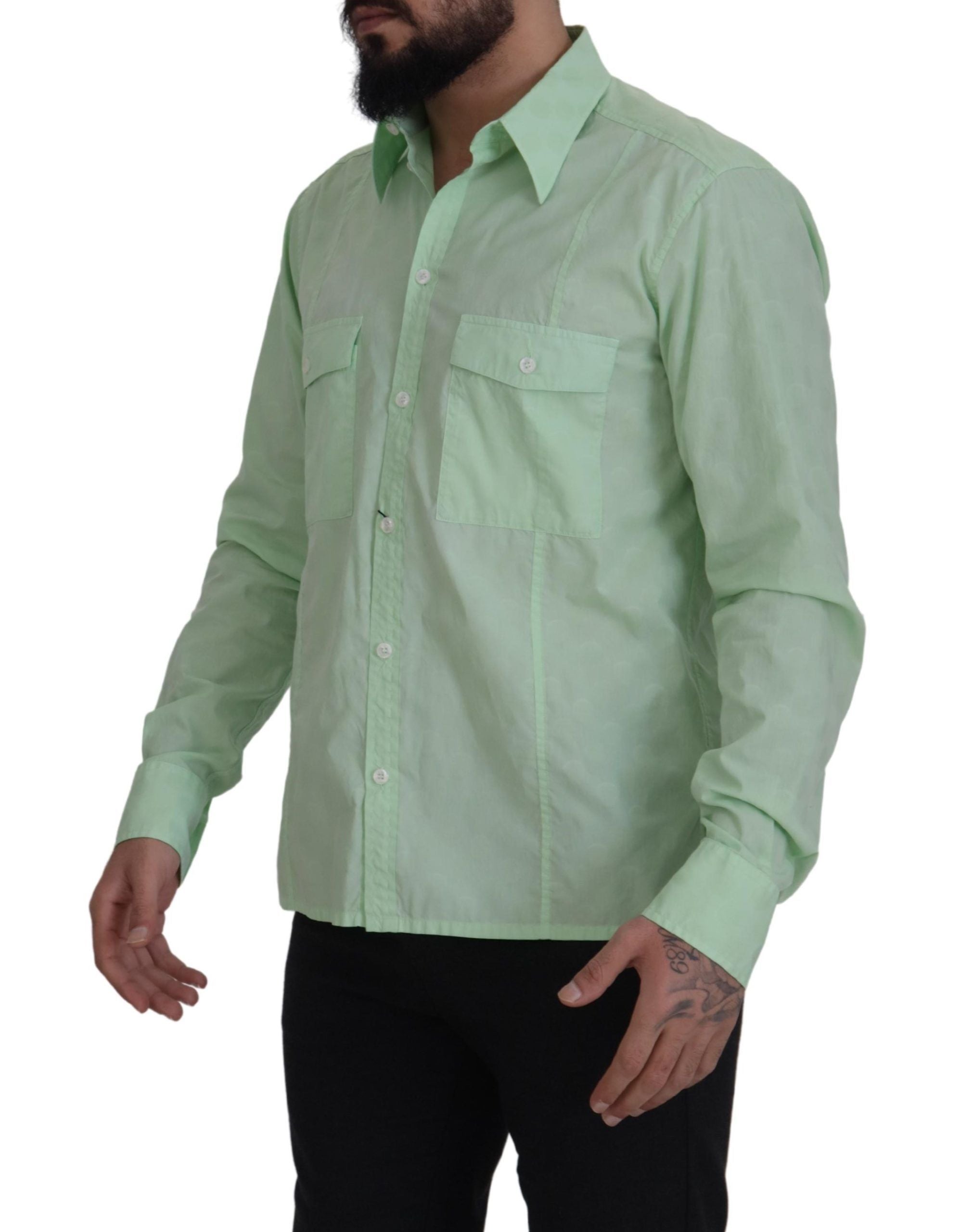 Dolce & Gabbana – Mintgrünes Slim Fit-Hemd mit Button-Down-Kragen