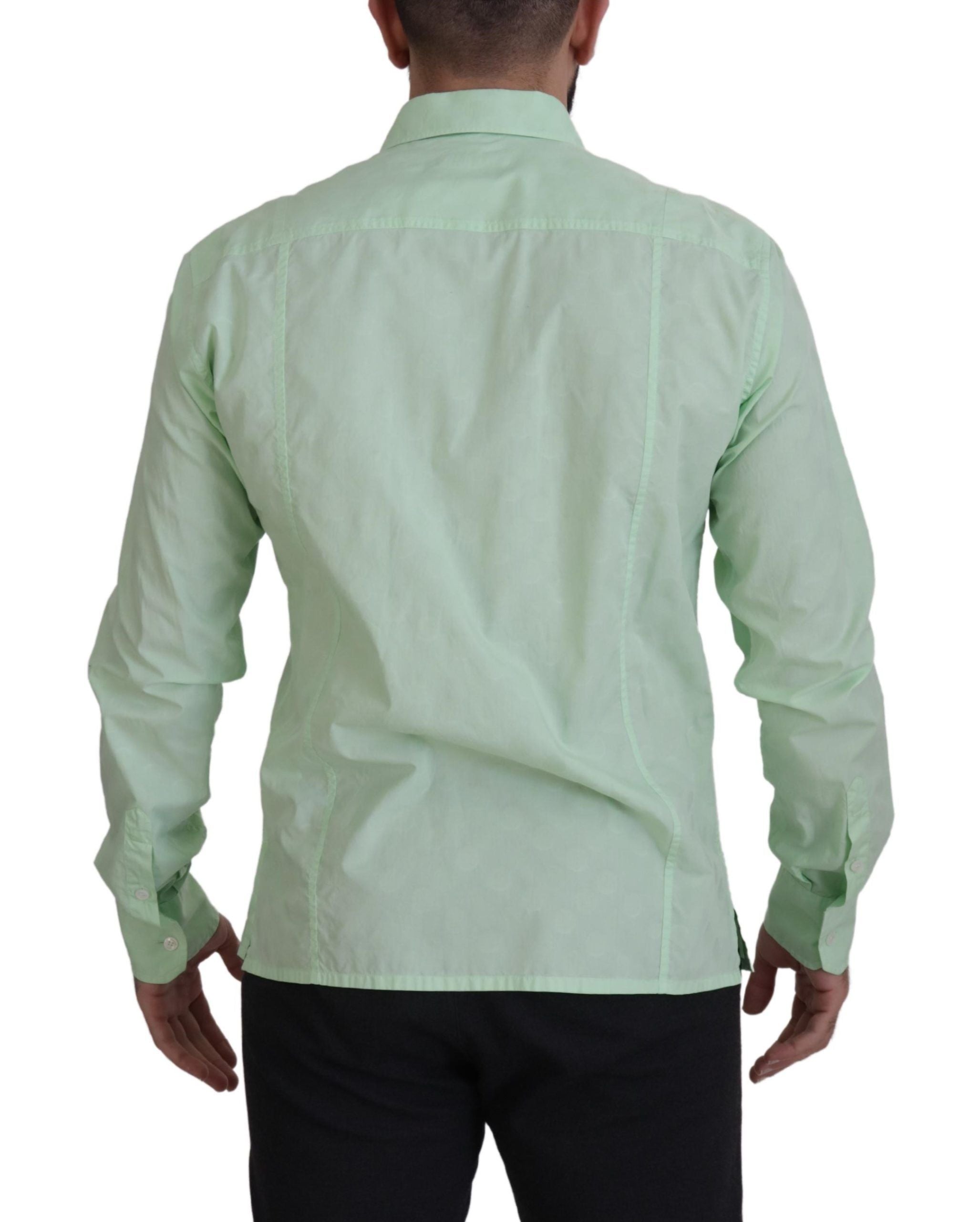 Dolce & Gabbana – Mintgrünes Slim Fit-Hemd mit Button-Down-Kragen