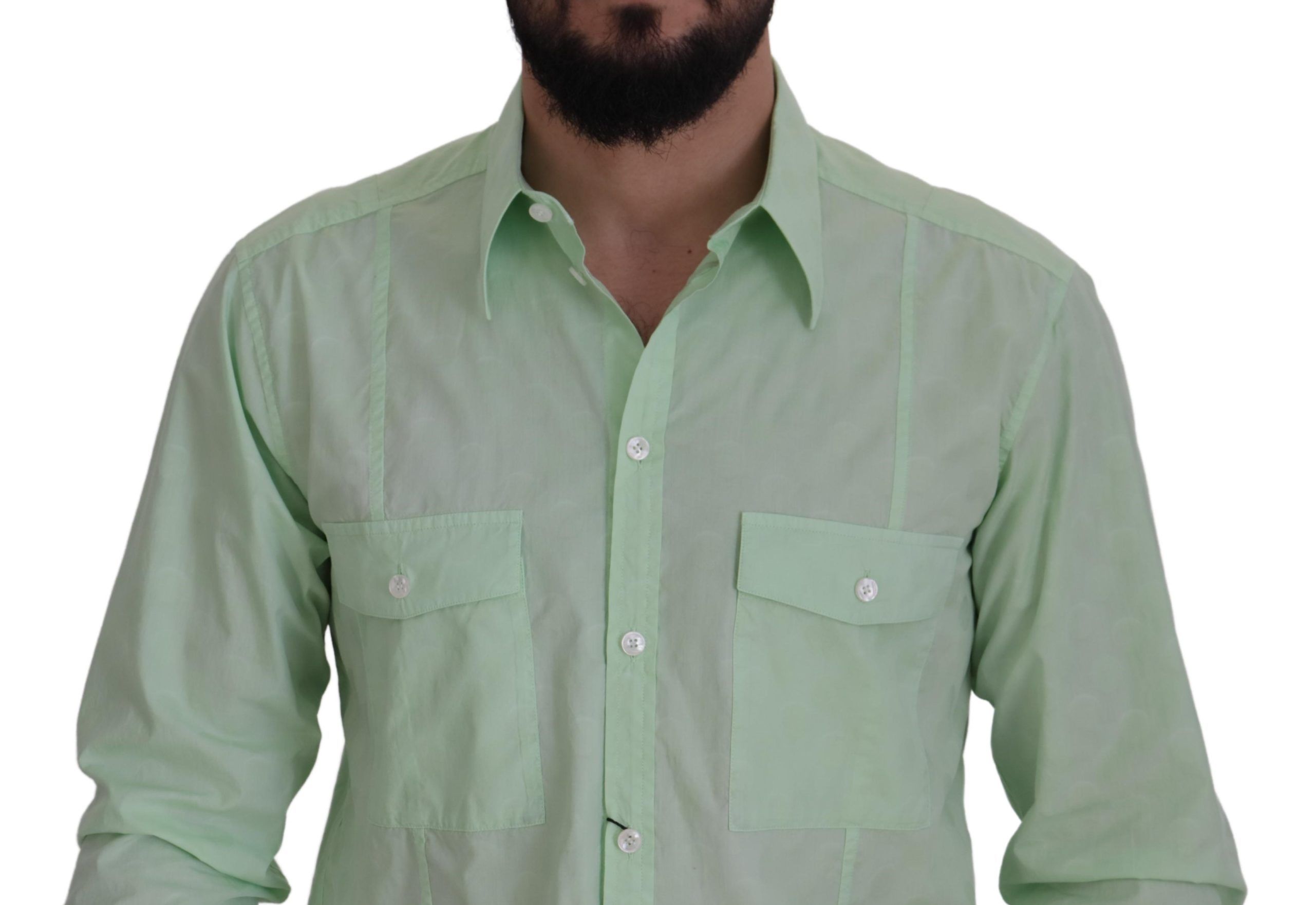 Dolce & Gabbana – Mintgrünes Slim Fit-Hemd mit Button-Down-Kragen