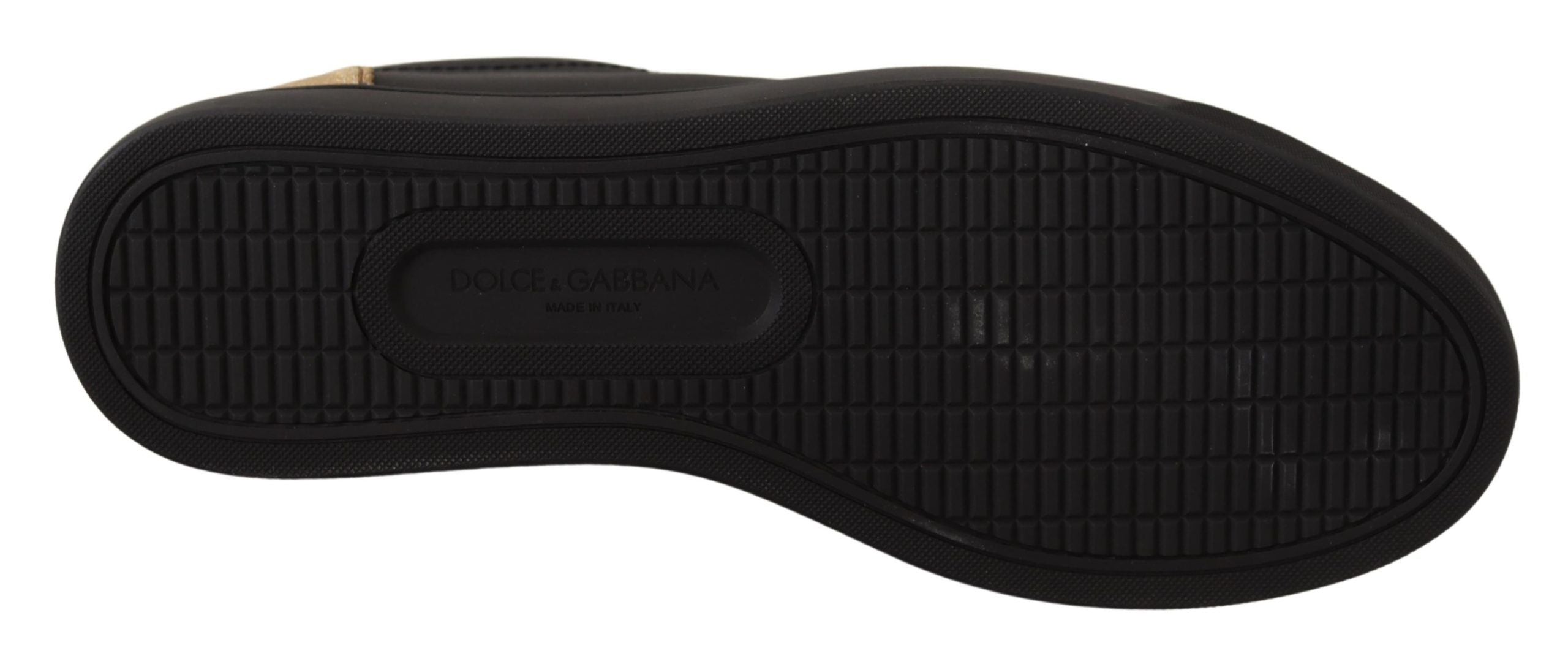 Dolce & Gabbana Schicke schwarze und goldene niedrige Ledersneaker