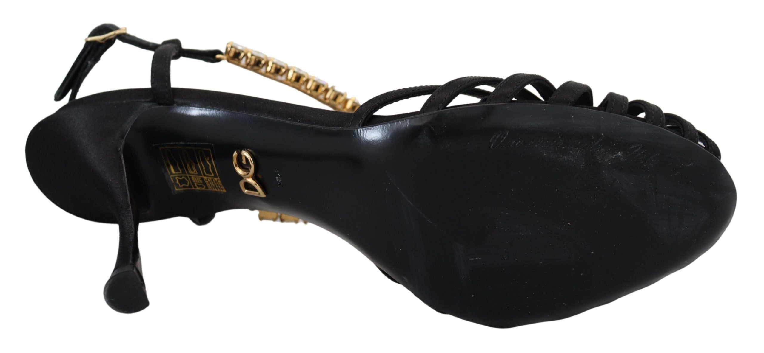 Pantofi cu toc eleganti Dolce & Gabbana din amestec de mătase și cristale, cu barete în T