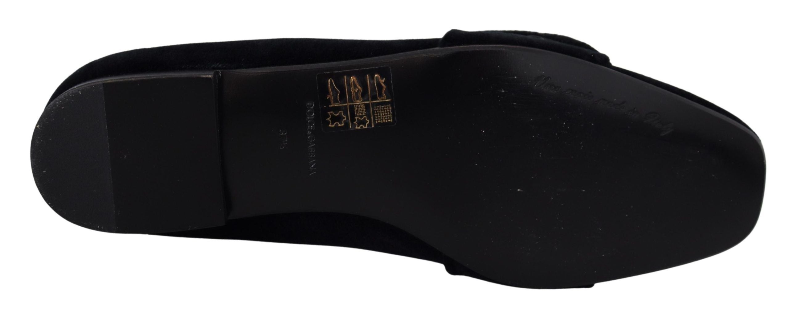 Dolce & Gabbana Schicke Loafer aus Samt mit Kristallverzierung
