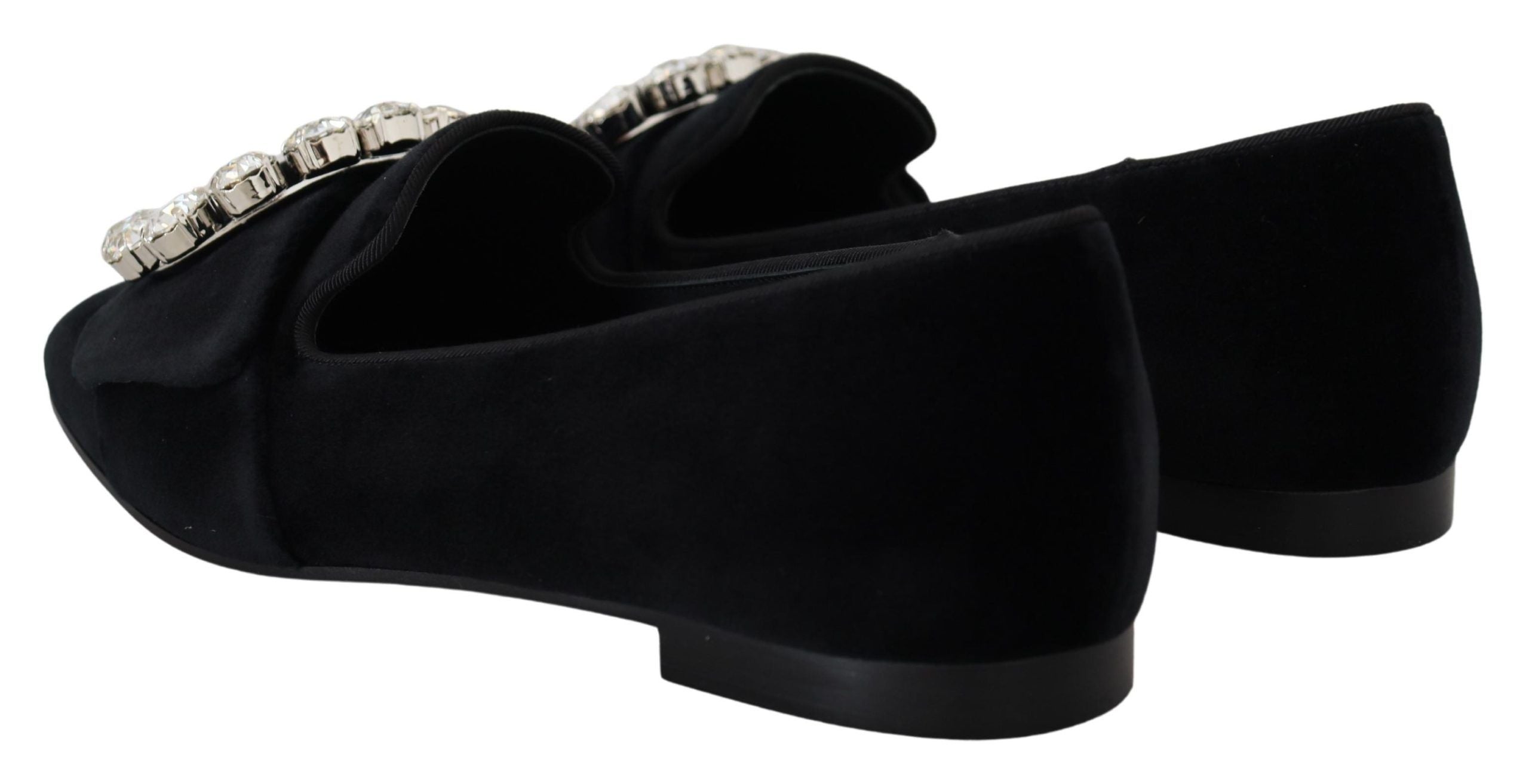 Dolce & Gabbana Schicke Loafer aus Samt mit Kristallverzierung