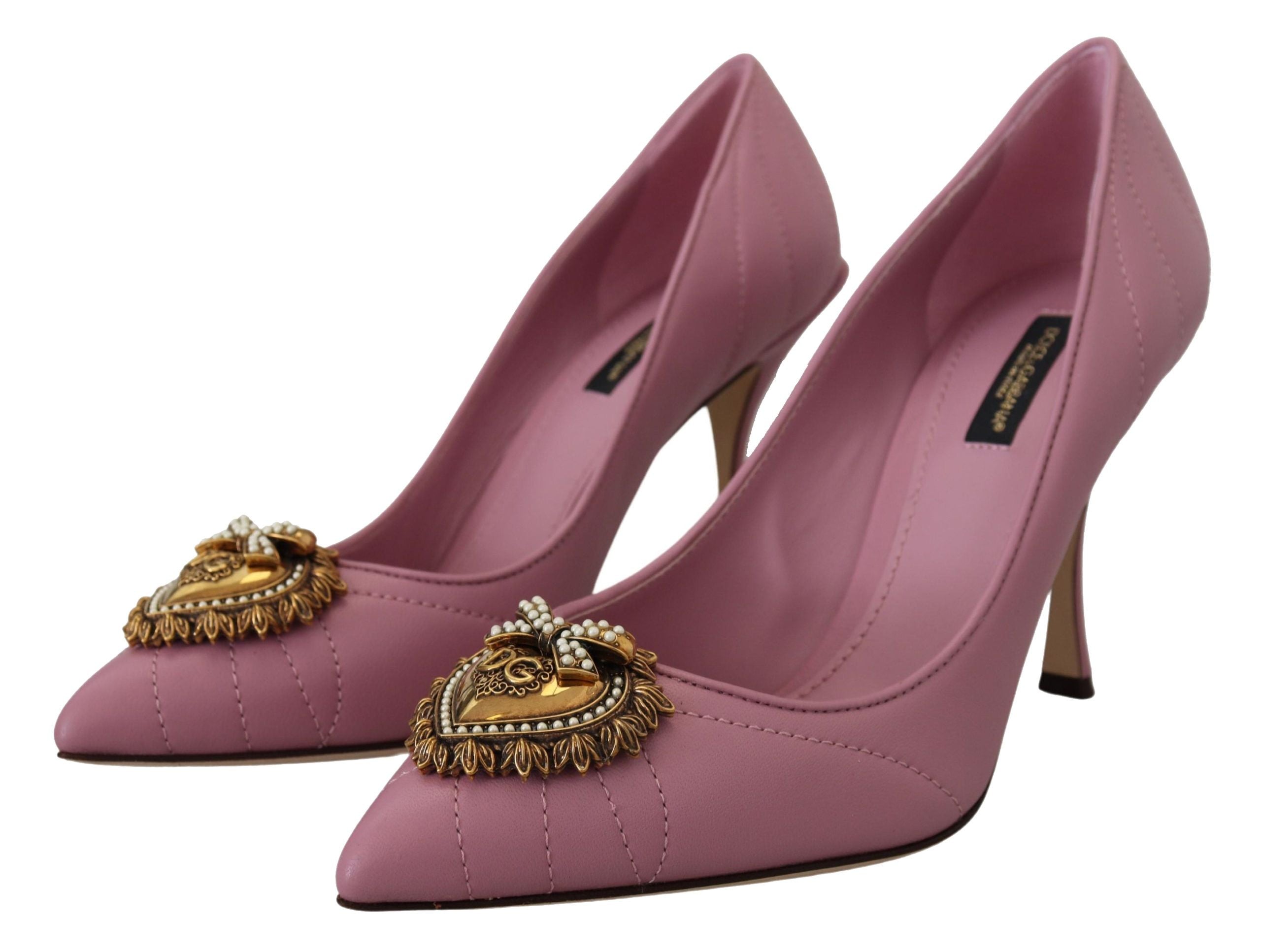 Pantofi cu toc Dolce & Gabbana Devotion din piele roz