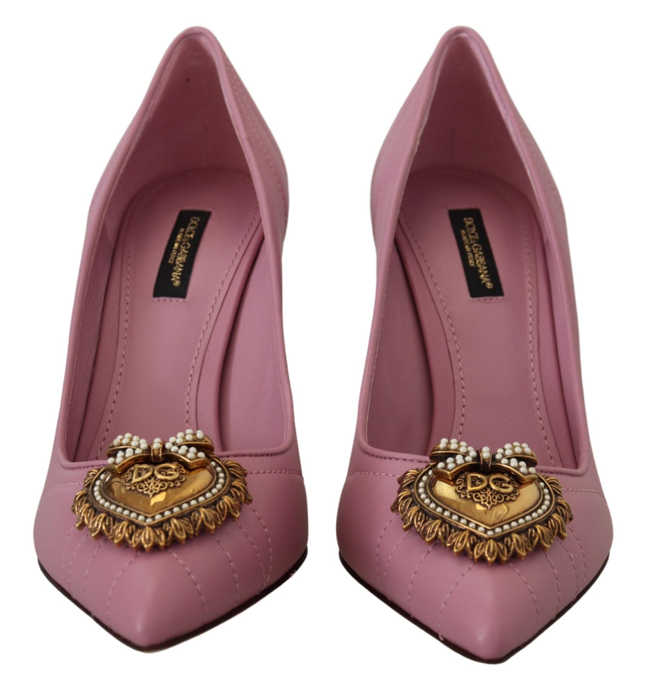 Pantofi cu toc Dolce & Gabbana Devotion din piele roz