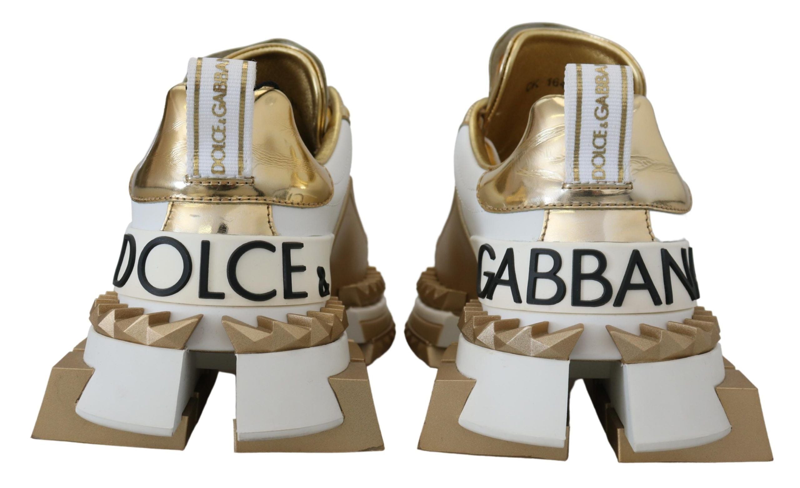 Dolce & Gabbana Elegante Sneakers aus weißem und goldenem Leder