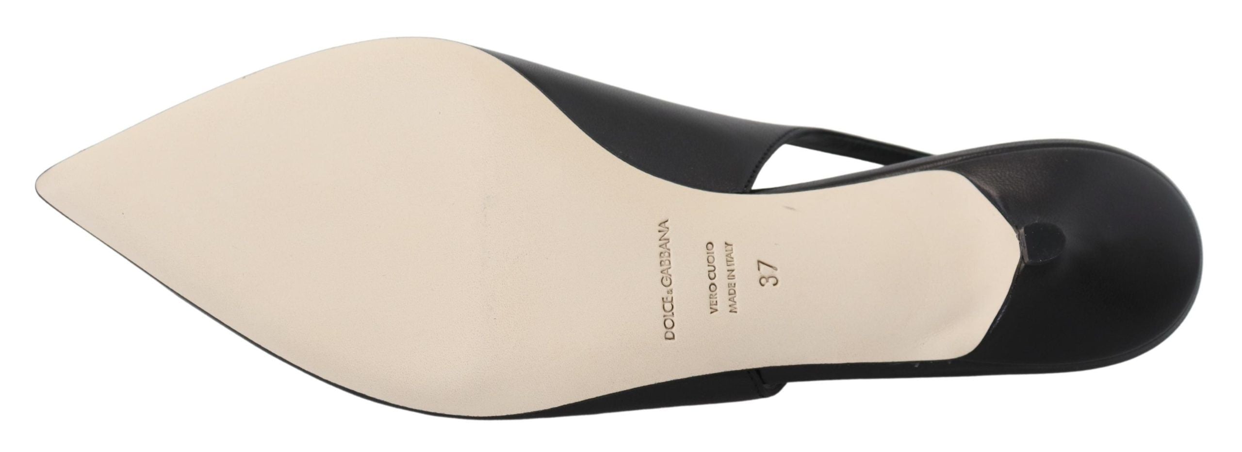 Dolce & Gabbana Pantofi cu toc eleganti din piele neagră cu slingback