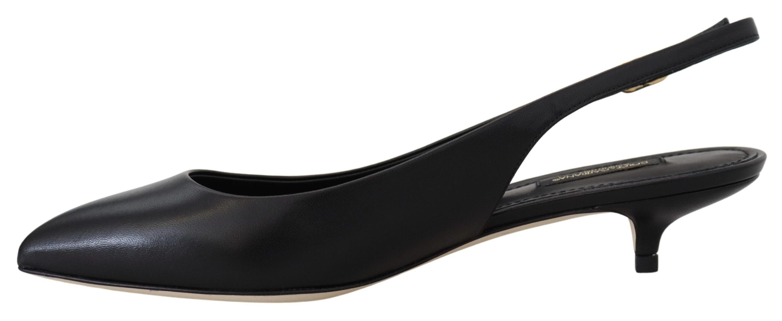 Dolce & Gabbana Pantofi cu toc eleganti din piele neagră cu slingback