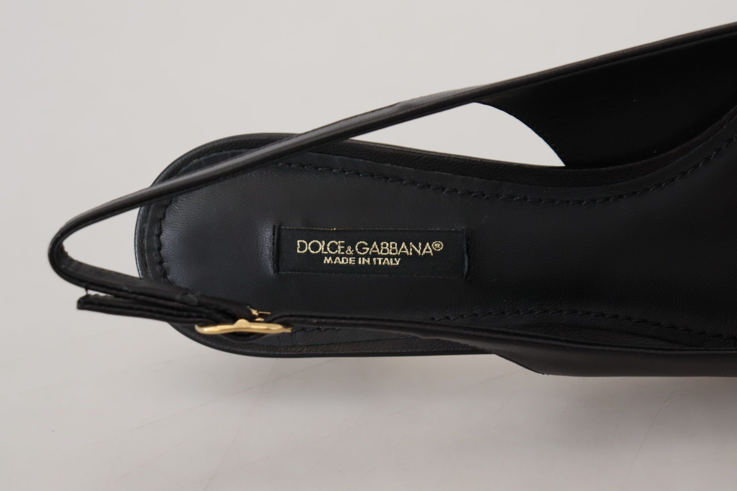 Dolce & Gabbana Pantofi cu toc eleganti din piele neagră cu slingback