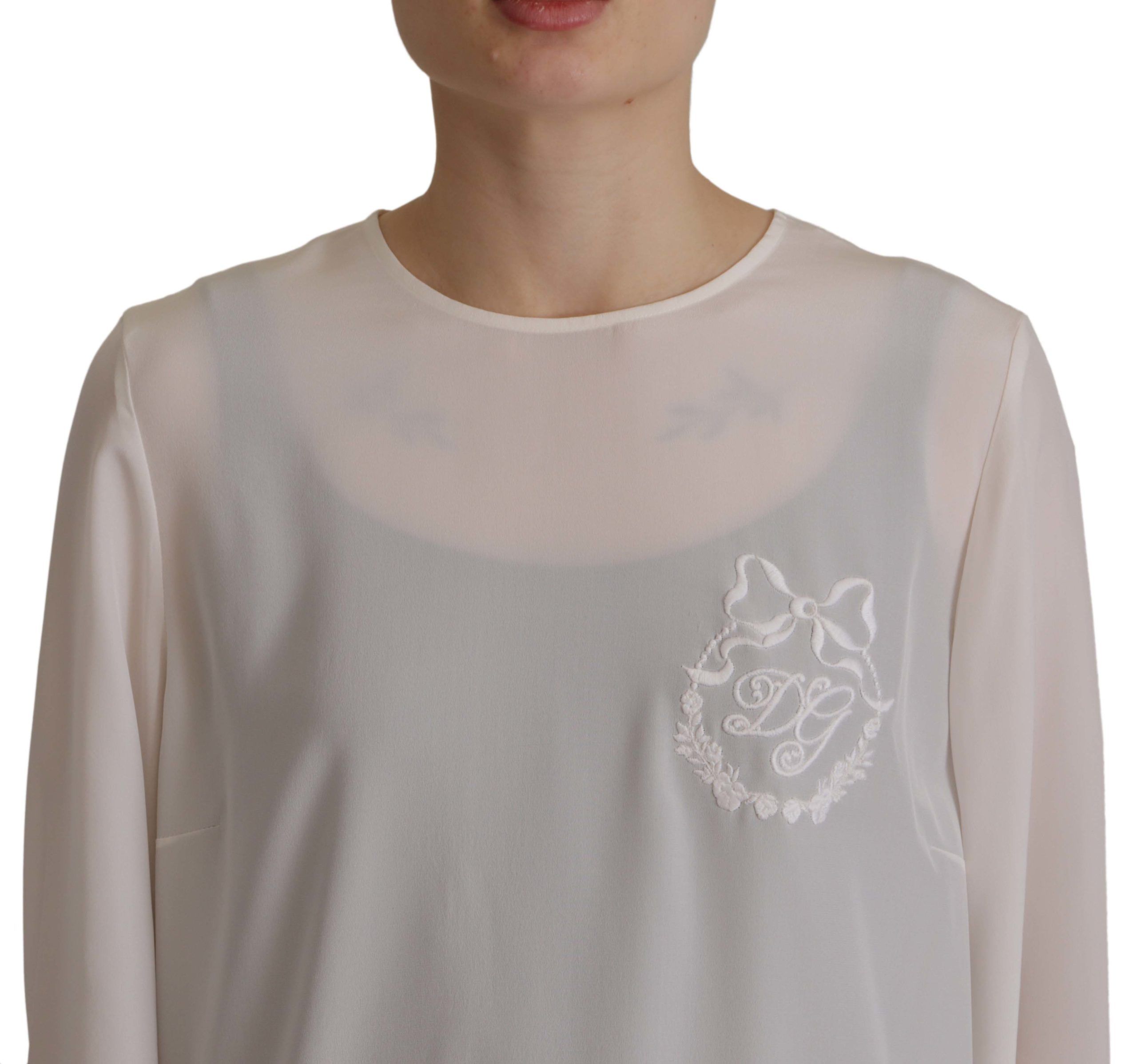 Dolce & Gabbana Elegantes Seidentop mit Logo-Stickerei