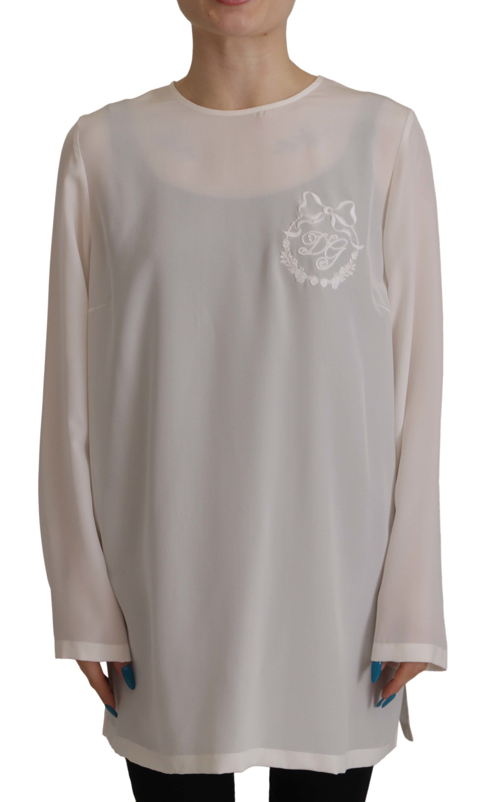 Dolce & Gabbana Elegantes Seidentop mit Logo-Stickerei