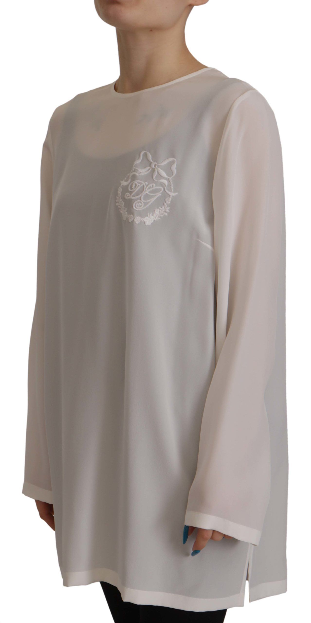 Dolce & Gabbana Elegantes Seidentop mit Logo-Stickerei