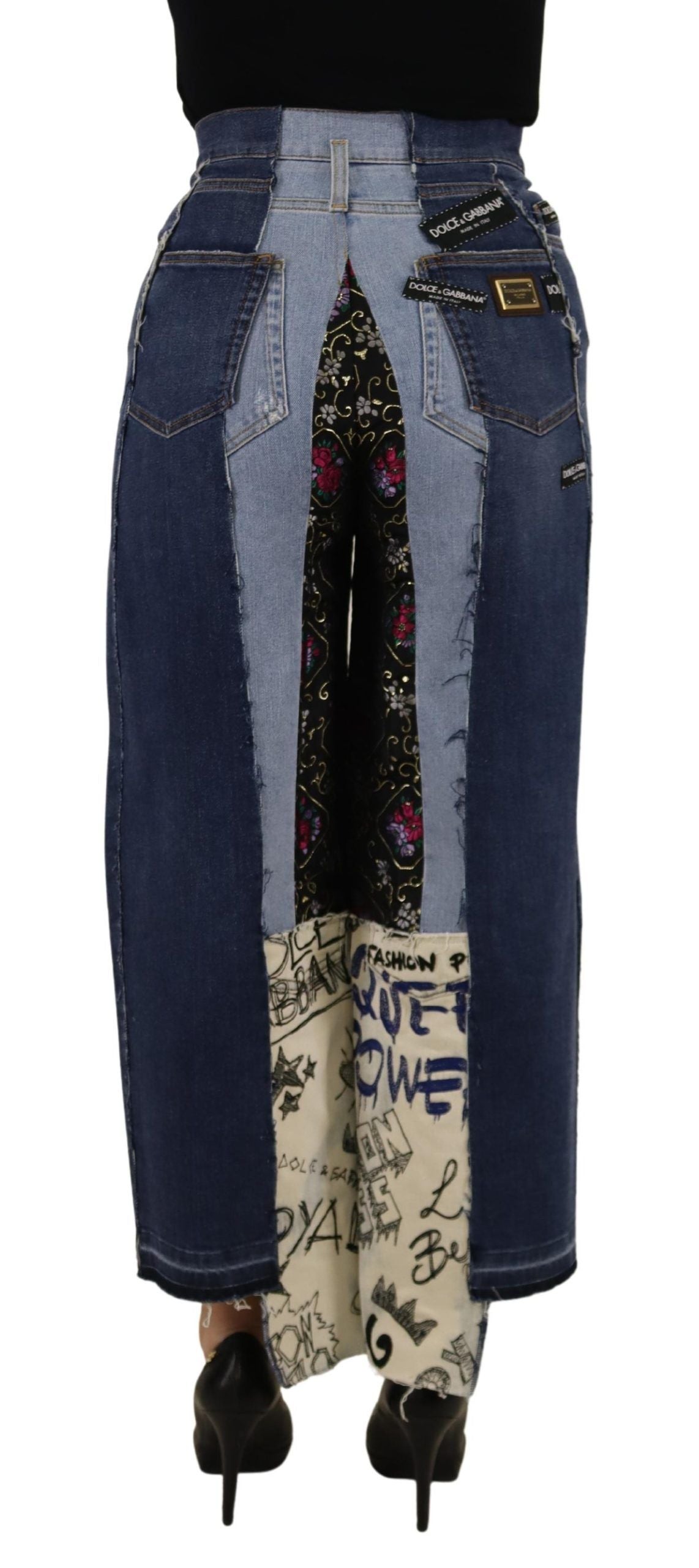 Blugi Dolce & Gabbana cu talie înaltă, multicolori, cu croi larg