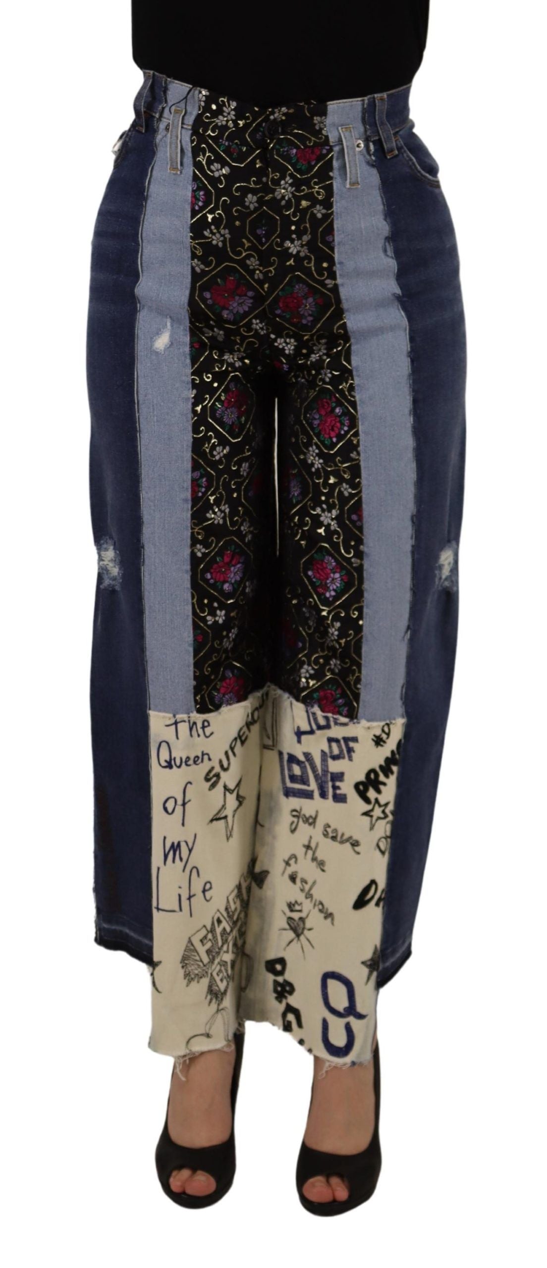 Blugi Dolce & Gabbana cu talie înaltă, multicolori, cu croi larg