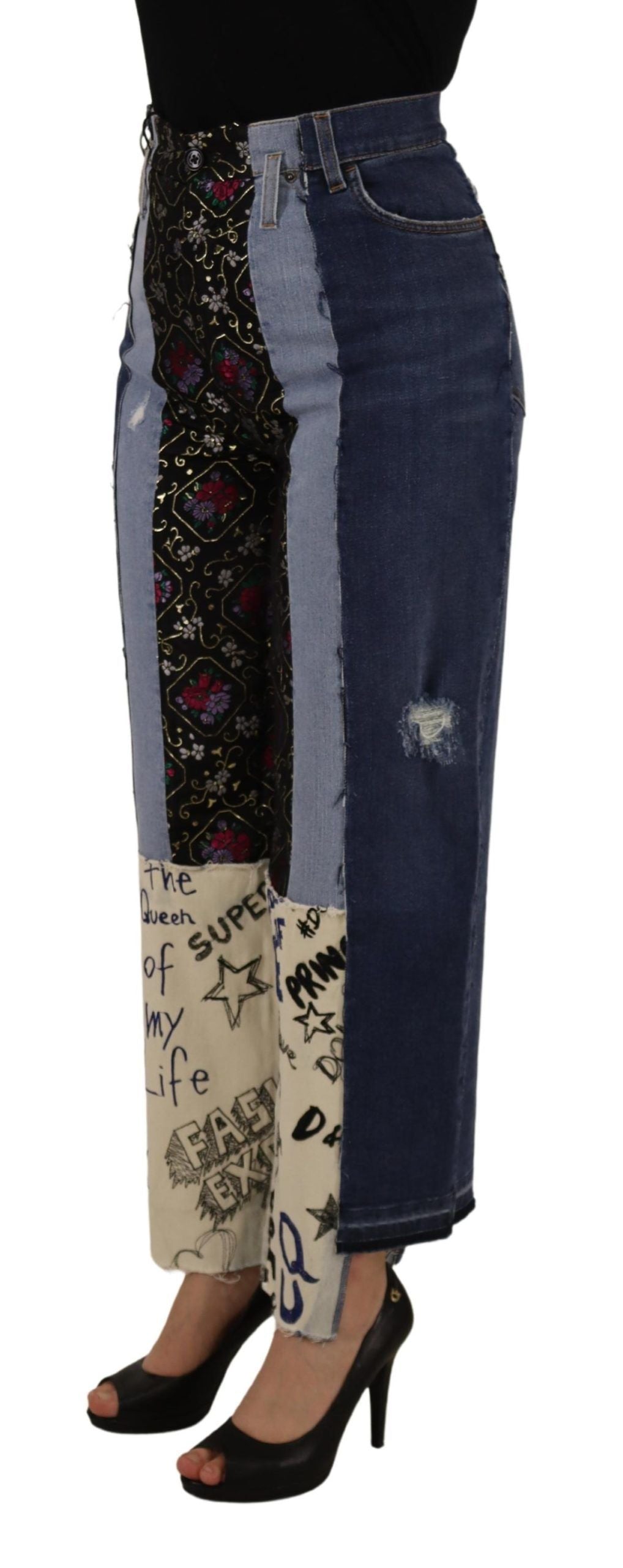 Blugi Dolce & Gabbana cu talie înaltă, multicolori, cu croi larg