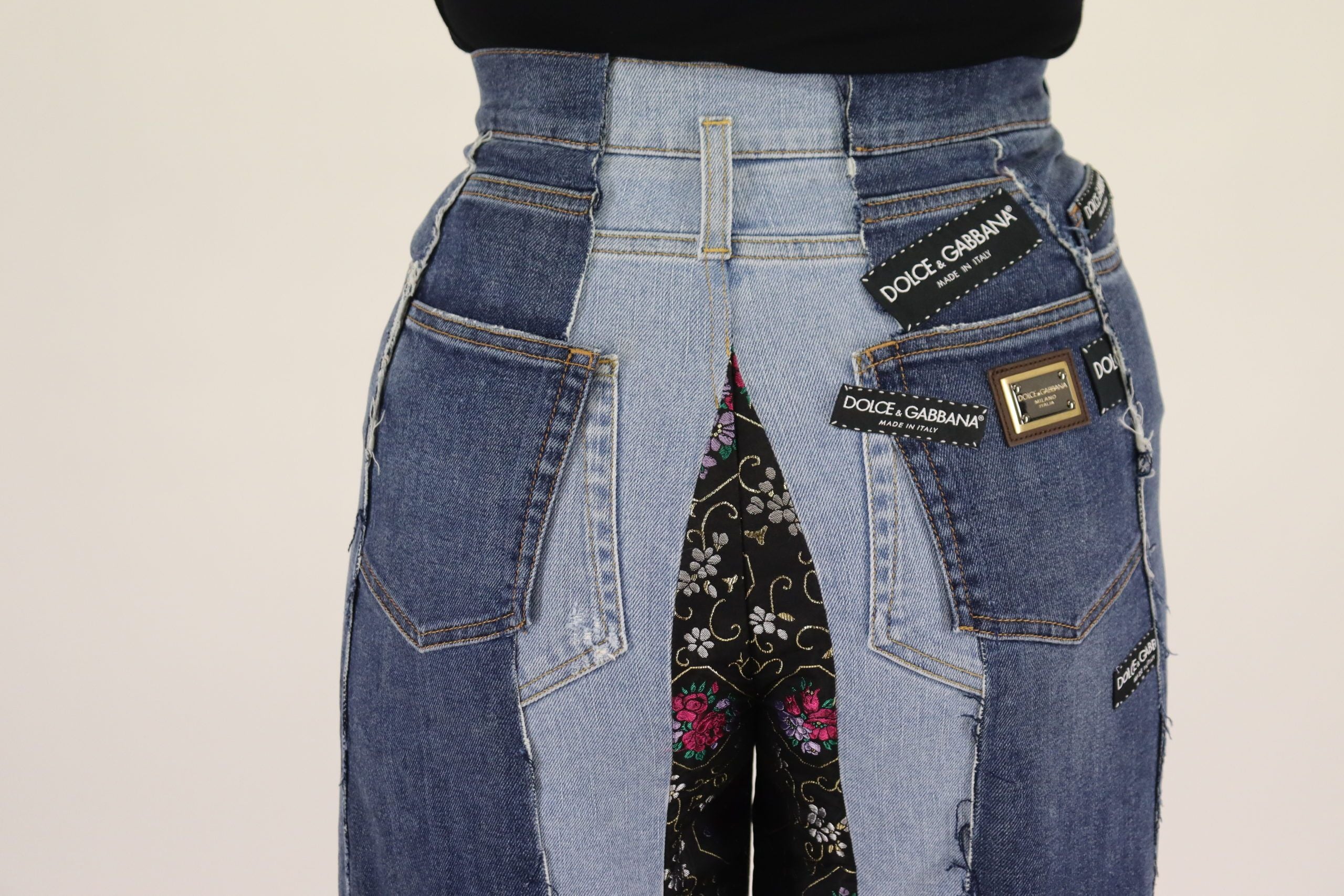 Blugi Dolce & Gabbana cu talie înaltă, multicolori, cu croi larg